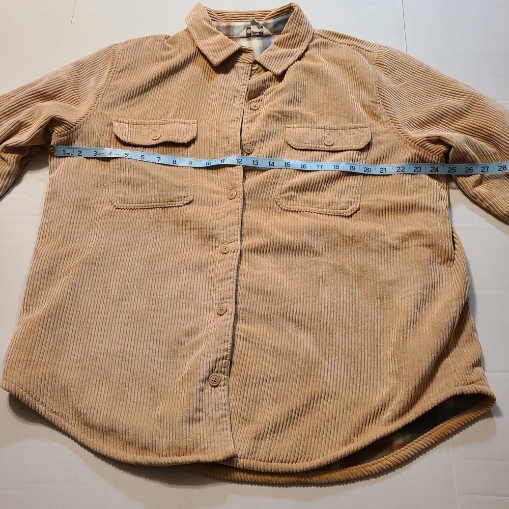 Three Dots Womens Tan Corduroy Chic Lined Button-Up Cord Jacket EUC Large - Picture 7 of 12